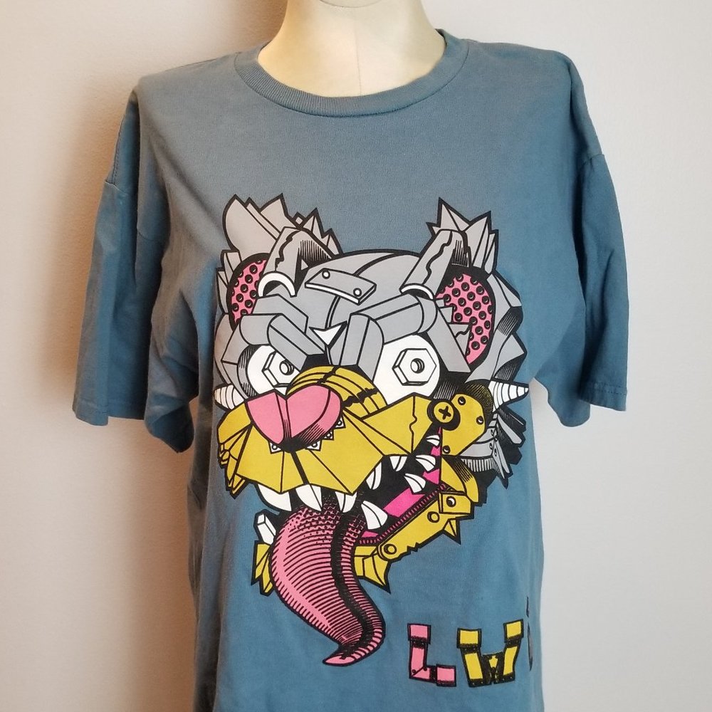 Lone Wolf Isle Industrial Style Blue Wolf T-Shirt